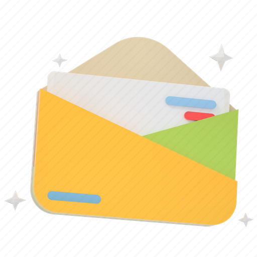 Mail, envelope, letter, invitation, email, inbox, 3d 3D illustration - Download on Iconfinder