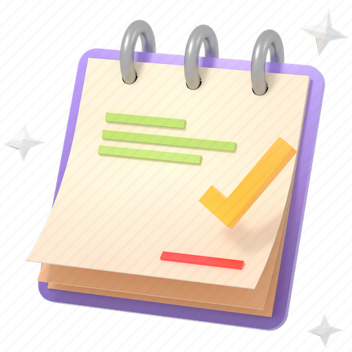 Notes, memo, to do list, checklist, notepad, application, 3d 3D illustration - Download on Iconfinder