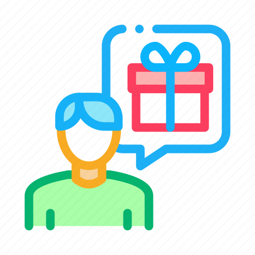 Customer, gift, loyalty, man, program, thought icon - Download on Iconfinder