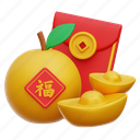 mandarin, orange, fruit, chinese envelope, gold 
