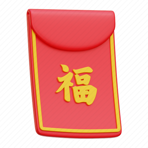 Chinese, envelope, red envelope, angpao, china 3D illustration - Download on Iconfinder