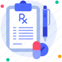 prescription, rx, medical report, pills, clipboard, pharmacy, medicine, medical, hospital