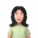 student, teenager, long hair, shirt, female, diversity, avatar 