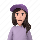 girl wearing hat, sporty, casual, hat, student, teenager, female, diversity, avatar 