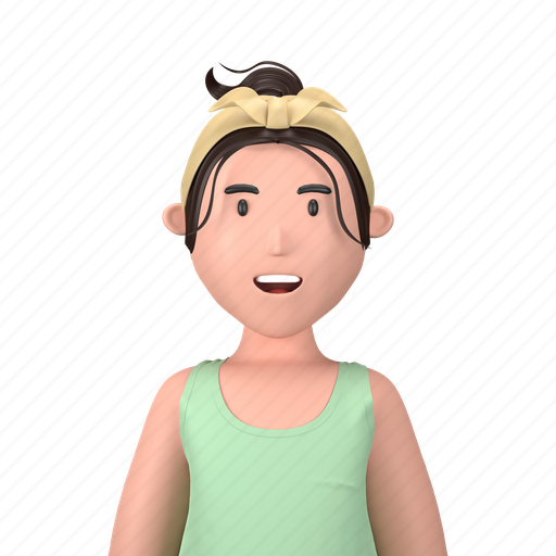 Woman wearing hairband, headband, mother, singlet shirt, sleeveless, female, diversity 3D illustration - Download on Iconfinder