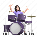 female with drum set, drum, drummer, drumkit, drum set, female, music concert, musical instrument, musician 