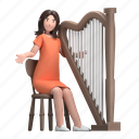 female with harp, harp, string, classical, orchestra, female, music concert, musical instrument, musician 