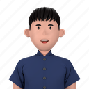 korean man, short sleeves shirt, bang, smile, male, diversity, avatar
