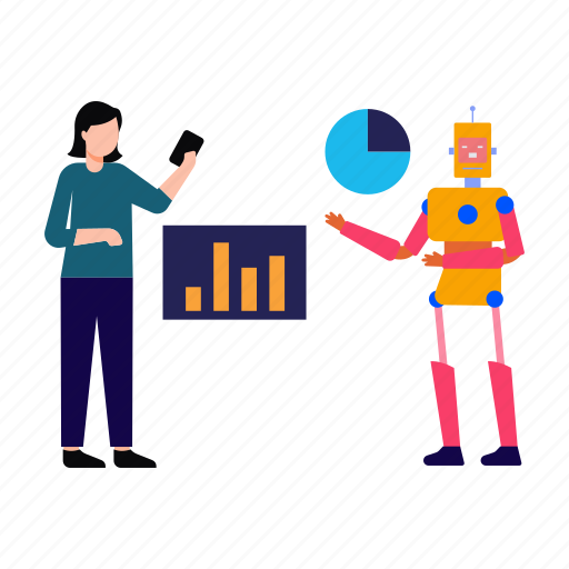 Robot, technology, graph, female, talking icon - Download on Iconfinder