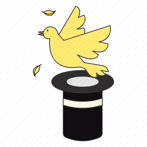 Pigeon, flying, hat, trick, magic show, illusionist, magic trick icon - Download on Iconfinder