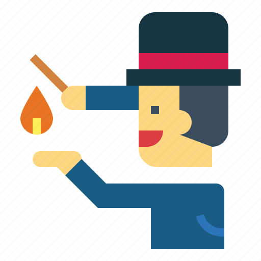 Show, hat, top, fire, magician, magic, man icon - Download on Iconfinder