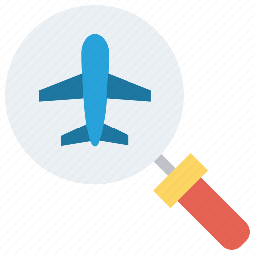Airplane, find, glass, magnifier, magnifying glass, search, zoom icon - Download on Iconfinder