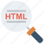 find, glass, html code, magnifier, magnifying glass, search, zoom 