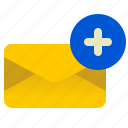 letter, new mail, mail, add, email, contact, add mail