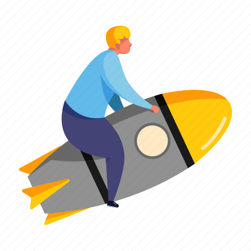Character, builder, launch, rocket, start, up, man illustration - Download on Iconfinder