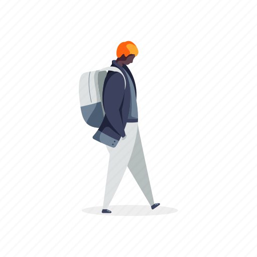 Character, builder, man, backpack, bag, baggage illustration - Download on Iconfinder