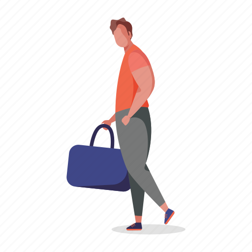 Character, builder, man, bag, luggge, baggage illustration - Download on Iconfinder