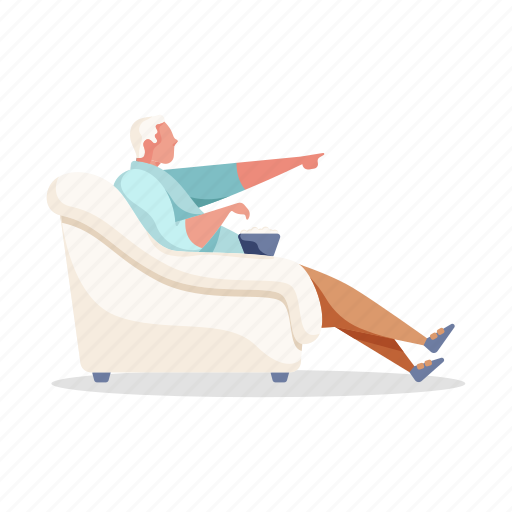 Leisure, character, builder, man, sit, chair, entertainment illustration - Download on Iconfinder