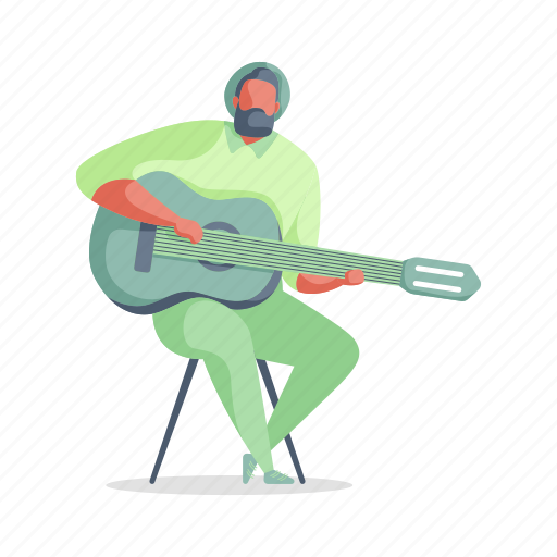 Music, character, builder, guitar, man, instrument, musician illustration - Download on Iconfinder