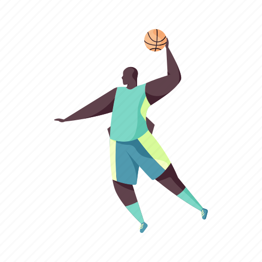 Sports, character, builder, man, basketball, ball, sport illustration - Download on Iconfinder
