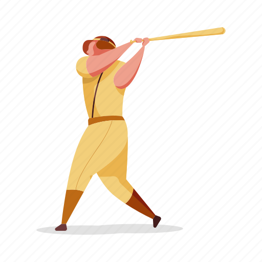 Sports, character, builder, man, bat, baseball, game illustration - Download on Iconfinder