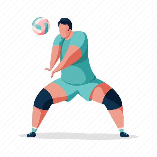 Sports, character, builder, volleyball, sport, game, man illustration - Download on Iconfinder