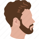 beard, hair, haircut, hairstyle, male, man, profile