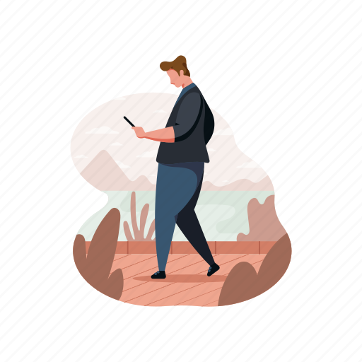 Character, builder, man, outdoors, mountain, smartphone illustration - Download on Iconfinder
