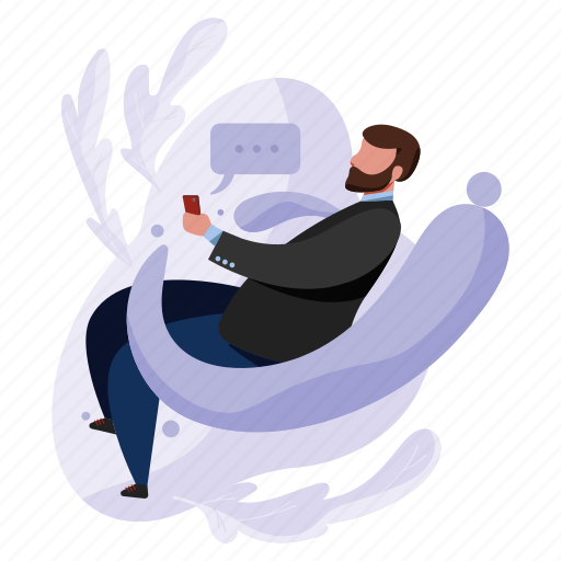 Communication, texting, chat, man, male, person illustration - Download on Iconfinder