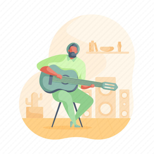 Music, guitar, player, musician, man illustration - Download on Iconfinder
