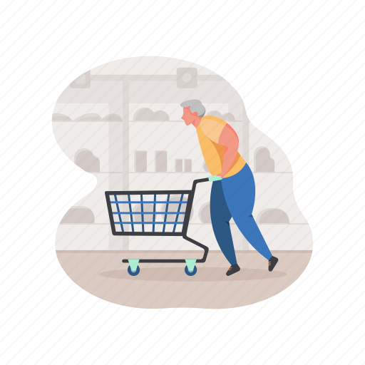 Shopping, e, commerce, shop, man, groceries, store illustration - Download on Iconfinder