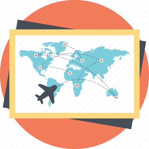 Airlines route map, flights destination, international flights map, live flight tracker, travel guide icon - Download on Iconfinder