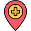 pin, add, map, hospital, location 
