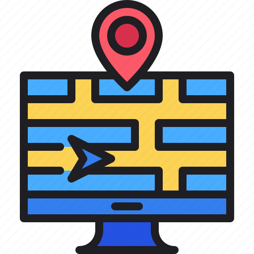 Monitor, direction, map, gps, navigation icon - Download on Iconfinder