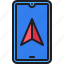 smartphone, arrow, phone, gps, navigation 