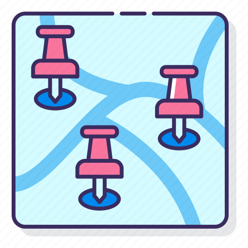 Destinations, map, multiple, pins icon - Download on Iconfinder