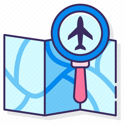 Air plane, airport, map, searching icon - Download on Iconfinder