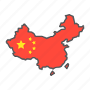 china, map, flag, country, travel, geography, contour