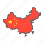 china, map, flag, country, travel, geography, contour 