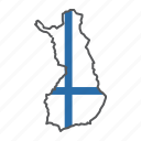 finland, map, flag, country, travel, geography, contour