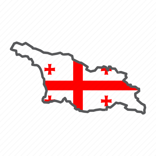 Georgia, map, flag, country, travel, geography, contour icon - Download on Iconfinder