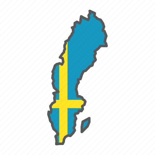 Sweden, map, flag, country, travel, geography, contour icon - Download on Iconfinder
