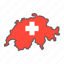 switzerland, swiss, flag, map, country, travel, geography