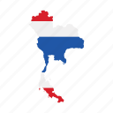 flag, map, thailand, world
