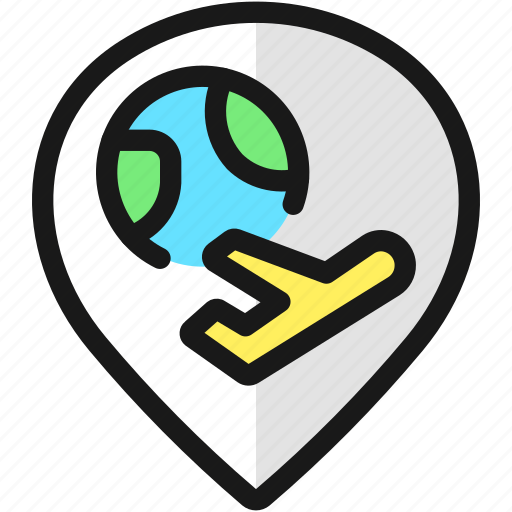 Pin, plane, style, world icon - Download on Iconfinder