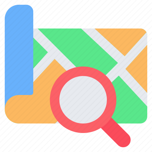 Search, location, map, street map, magnifying glass, find, route icon - Download on Iconfinder