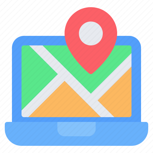Laptop, map, gps, location, placeholder, route, street map icon - Download on Iconfinder