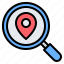 search, location, pin, placeholder, magnifying glass, find, gps