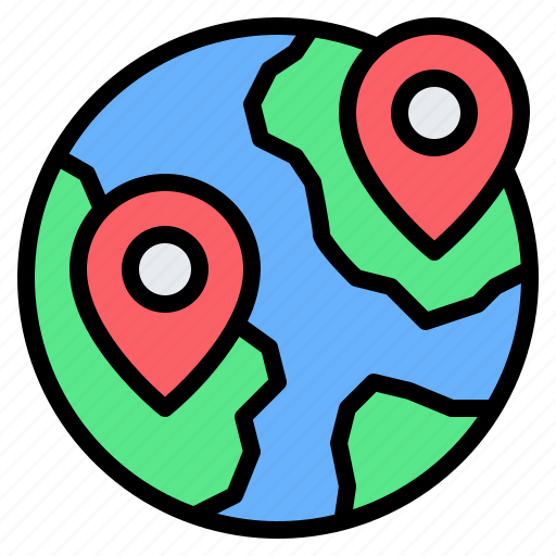 Worldwide, world, earth, map, pin, placeholder, location icon - Download on Iconfinder
