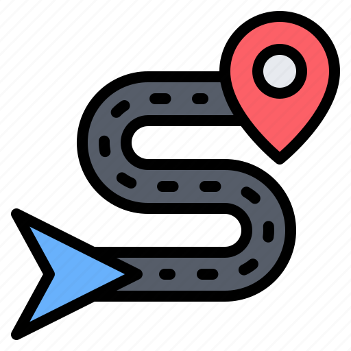 Route, road, navigation, pin, placeholder, location, map icon - Download on Iconfinder